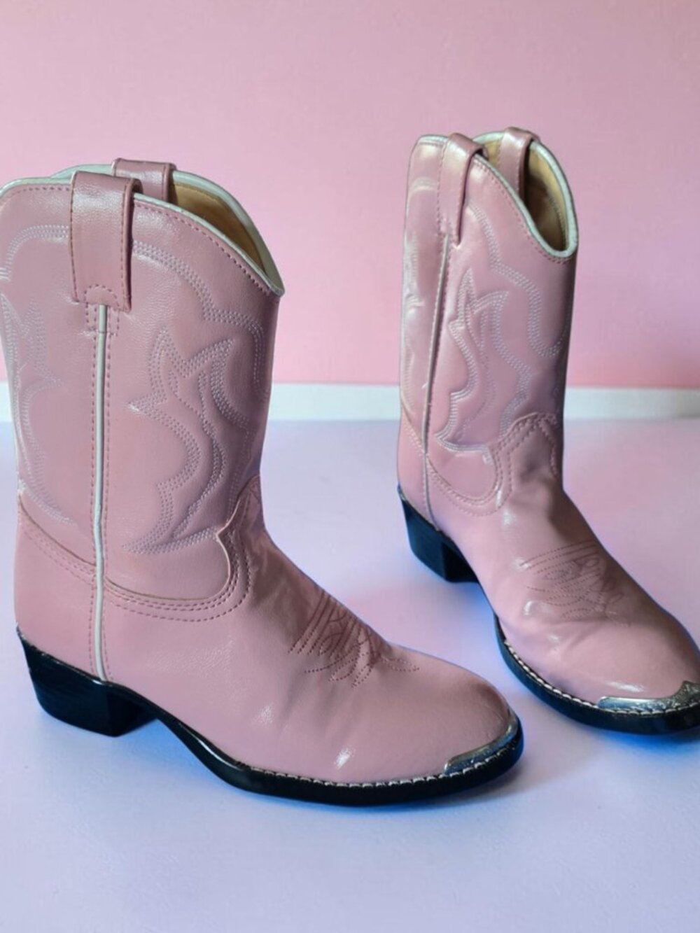 DURANGO ( 3D ) Youth Girls Pink Silver Tip Western Slip-In Cowboy Western Boots